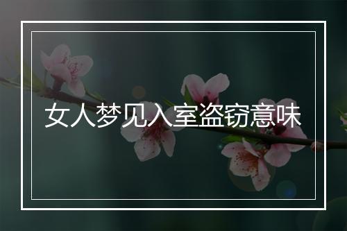 女人梦见入室盗窃意味