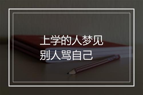 上学的人梦见别人骂自己