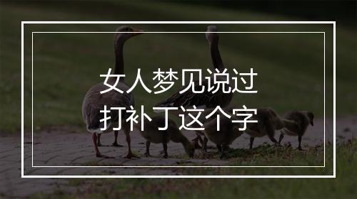 女人梦见说过打补丁这个字