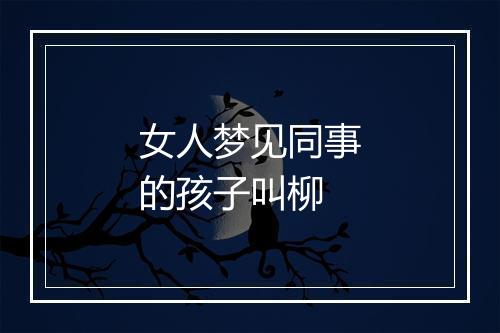 女人梦见同事的孩子叫柳