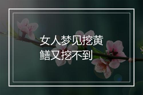 女人梦见挖黄鳝又挖不到