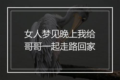 女人梦见晚上我给哥哥一起走路回家