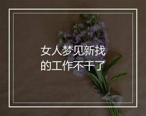 女人梦见新找的工作不干了