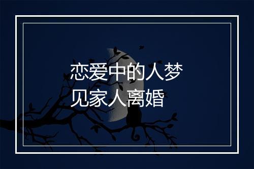 恋爱中的人梦见家人离婚