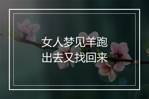 女人梦见羊跑出去又找回来