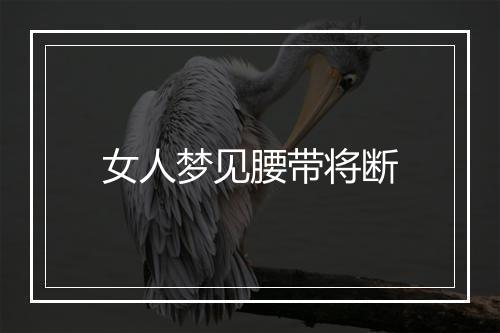 女人梦见腰带将断