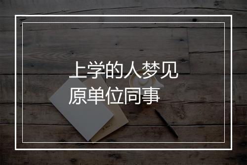 上学的人梦见原单位同事