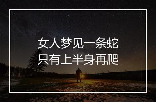 女人梦见一条蛇只有上半身再爬