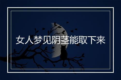 女人梦见阴茎能取下来