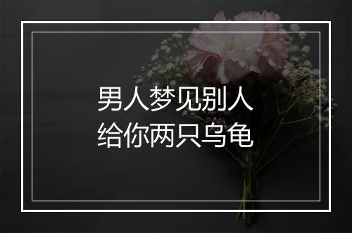 男人梦见别人给你两只乌龟