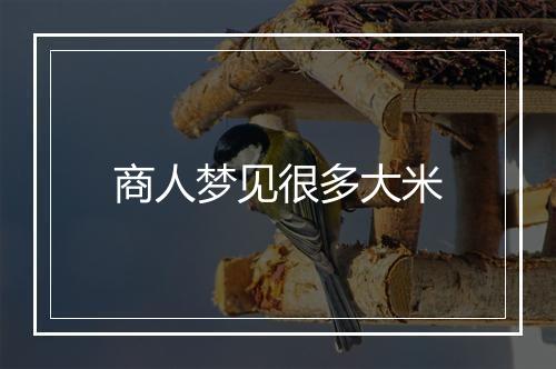 商人梦见很多大米