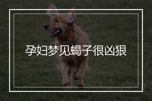 孕妇梦见蝎子很凶狠