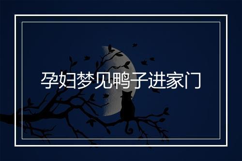 孕妇梦见鸭子进家门