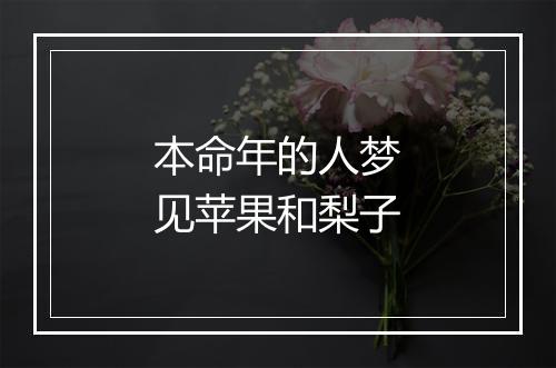 本命年的人梦见苹果和梨子