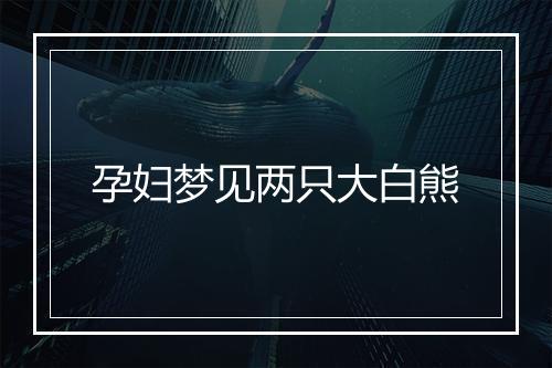 孕妇梦见两只大白熊