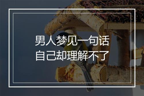 男人梦见一句话自己却理解不了