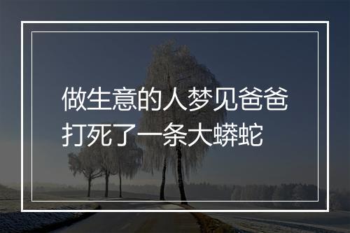 做生意的人梦见爸爸打死了一条大蟒蛇