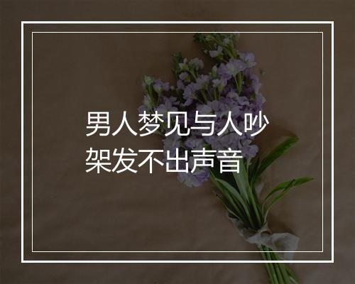 男人梦见与人吵架发不出声音