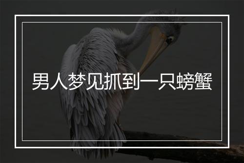 男人梦见抓到一只螃蟹