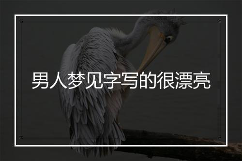 男人梦见字写的很漂亮