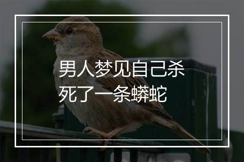 男人梦见自己杀死了一条蟒蛇