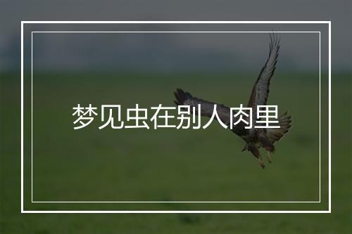 梦见虫在别人肉里