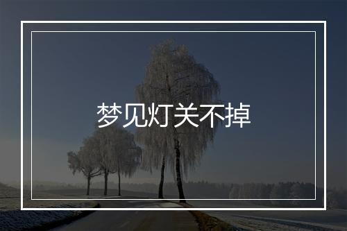 梦见灯关不掉