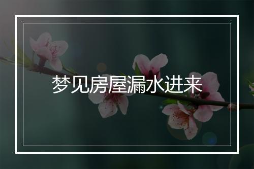 梦见房屋漏水进来