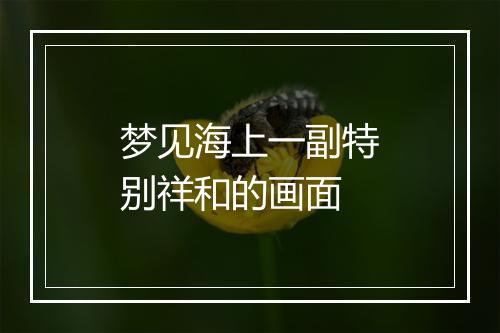 梦见海上一副特别祥和的画面