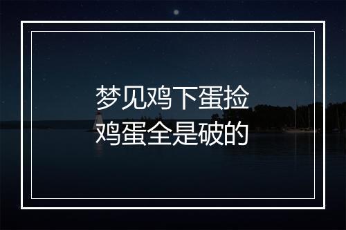 梦见鸡下蛋捡鸡蛋全是破的