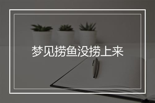 梦见捞鱼没捞上来