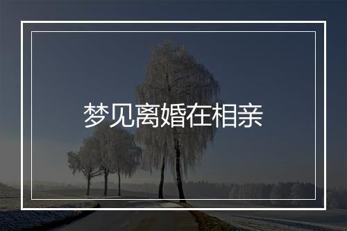 梦见离婚在相亲