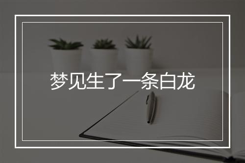 梦见生了一条白龙