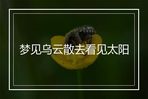 梦见乌云散去看见太阳