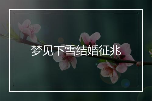 梦见下雪结婚征兆