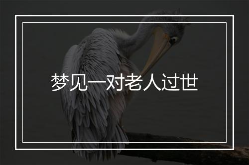 梦见一对老人过世