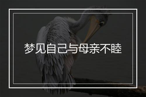 梦见自己与母亲不睦