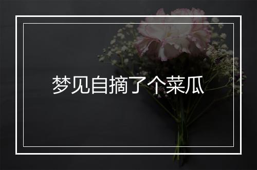 梦见自摘了个菜瓜