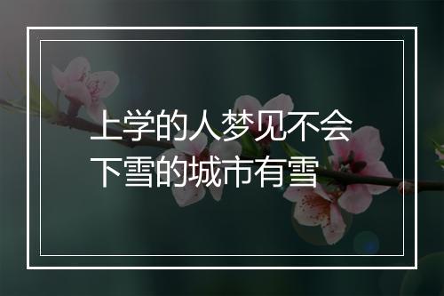 上学的人梦见不会下雪的城市有雪