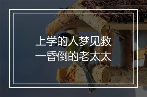 上学的人梦见救一昏倒的老太太