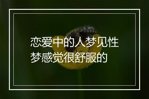 恋爱中的人梦见性梦感觉很舒服的