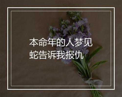 本命年的人梦见蛇告诉我报仇