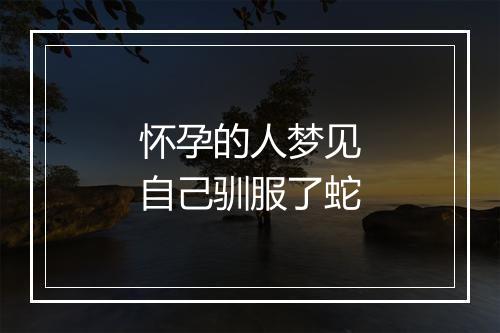 怀孕的人梦见自己驯服了蛇