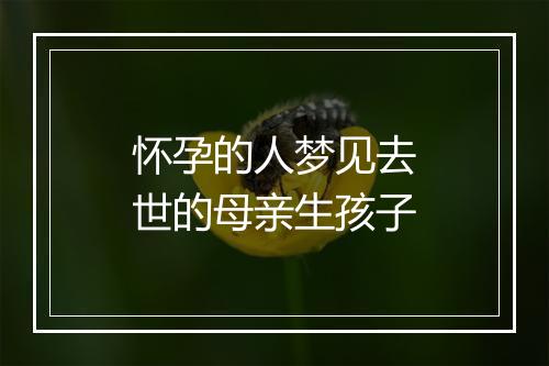 怀孕的人梦见去世的母亲生孩子