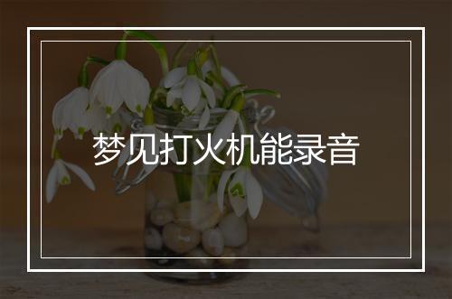 梦见打火机能录音