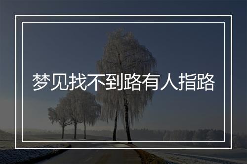 梦见找不到路有人指路