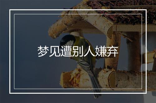 梦见遭别人嫌弃