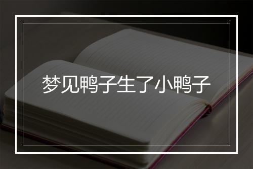 梦见鸭子生了小鸭子