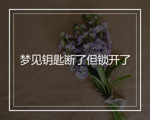 梦见钥匙断了但锁开了