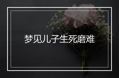 梦见儿子生死磨难